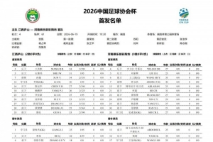 江西庐山与河南队首发出战:纯国产阵容交锋,王上源、钟义浩亮相