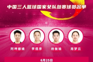 中国三人女篮FIBA3x3乌兰巴托站参赛名单：杨衡瑜、周梦云入选