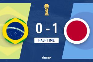 日本半场领先巴西1-0，佐野海舟完成一条龙进球，达尼洛失误导致丢球