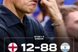 离谱战术！从戈登进球到劳塔罗绝杀，英阿控球比为12%对88%
