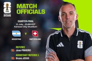 国际足联官方:皮涅罗及葡萄牙裁判团队执裁世界杯八分之一决赛阿根廷对阵瑞士