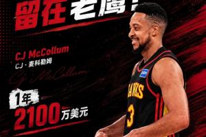 Shams:CJ·麦科勒姆提前续约老鹰,1年2100万美元,含交易保证金