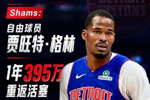 Shams：自由球员贾旺特·格林以395万美元年薪回归活塞