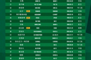 国安中超二次转会报名名单：新增刘邵子洋、斯帕吉奇等，取消恩科洛洛报名